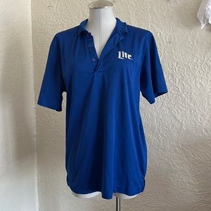 Miller Lite Blue Polo Work Shirt Men’s Medium